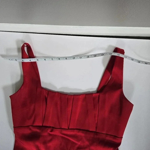 Calvin Klein red stretch satin formal date night mini dress sz 10 - Picture 13 of 17